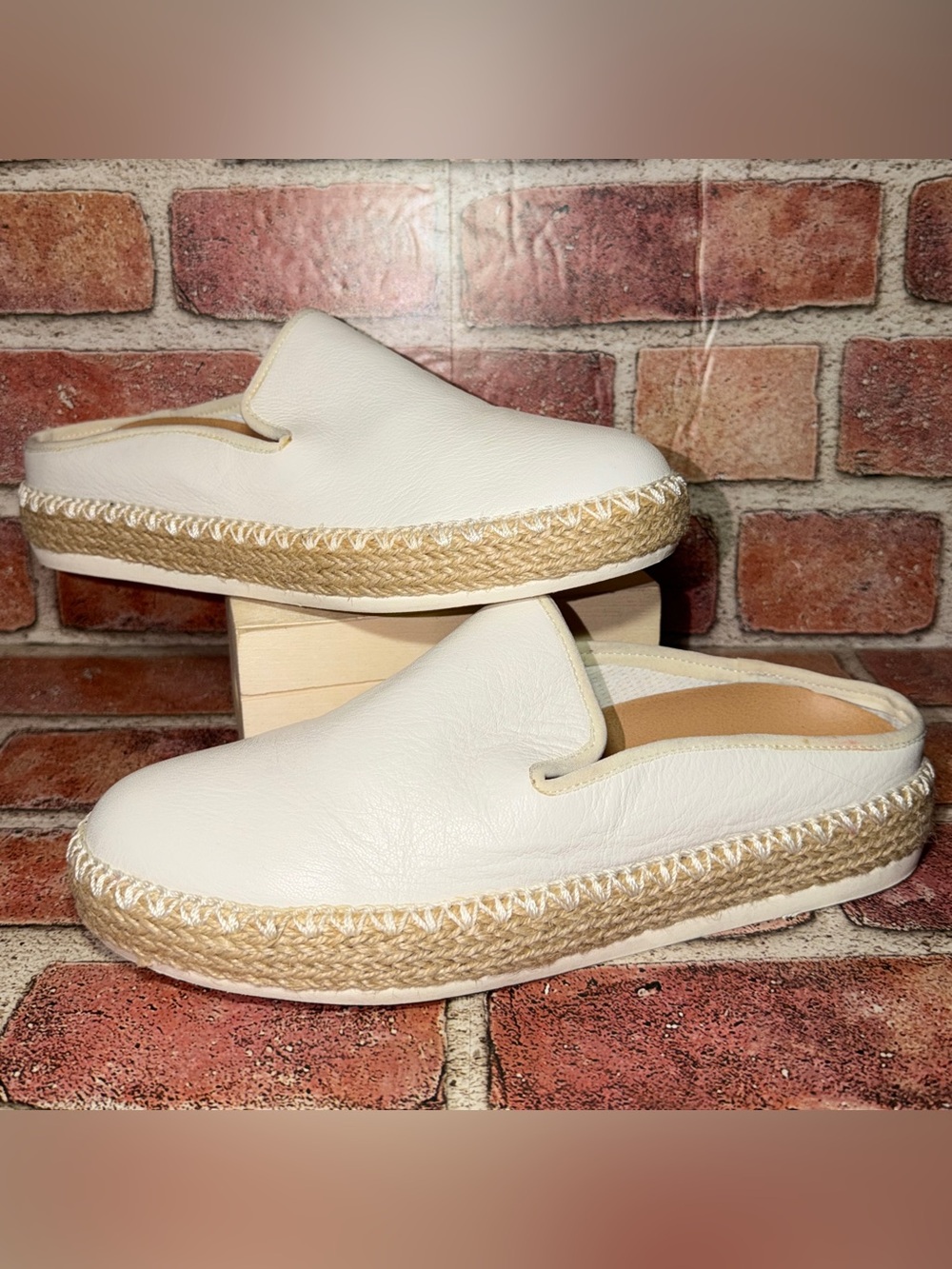 Pre-Owned Dr Scholl's Sunnie Mules Leather White Beige Breathable Size 7M Women